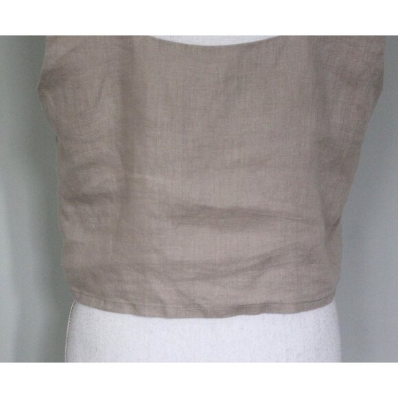 THE RESET R LABEL 100% Linen Beige Boxy Crop Top Tank, Size M Medium - Picture 9 of 12